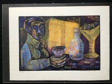 Farbholzschnitt Esteban Fekete „ Liebestrank“ 1971, Handsigniert unter Glas 