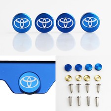 Laser Etched Blue Aluminum Custom License Plate Frame Bolt Fastener Screws Cap