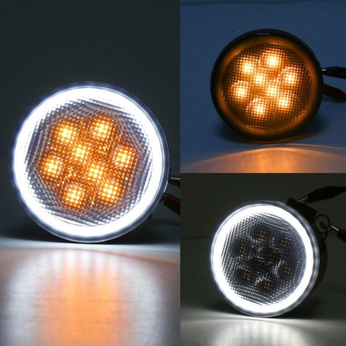 Front Turn Signal Light DRL w/Halo Angel Eyes Fit for Jeep Wrangler JK 2007-2018 - Picture 2 of 10