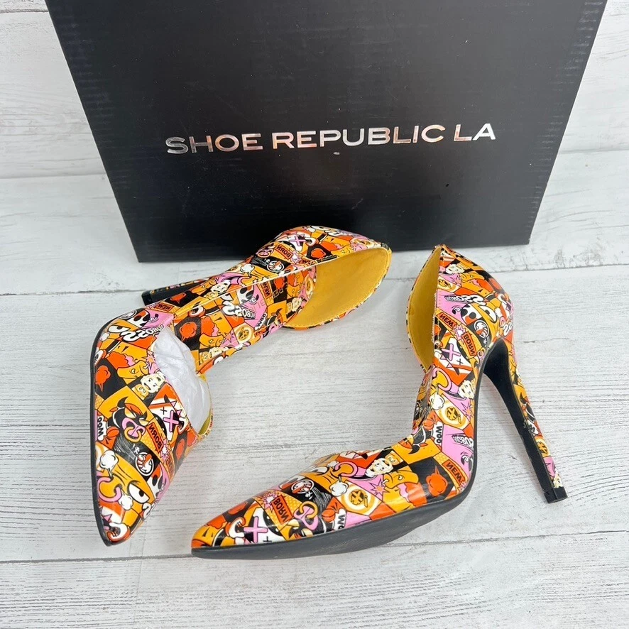 Zapatos de tacón alto Shoe Republic LA Karima naranja cómic 6 zapatos punta puntiaguda nuevos Foto 2 de 4