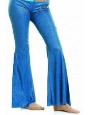 60's-70's Denim Look Ladies Bell Bottom Elastic Waist Costume Pants OS