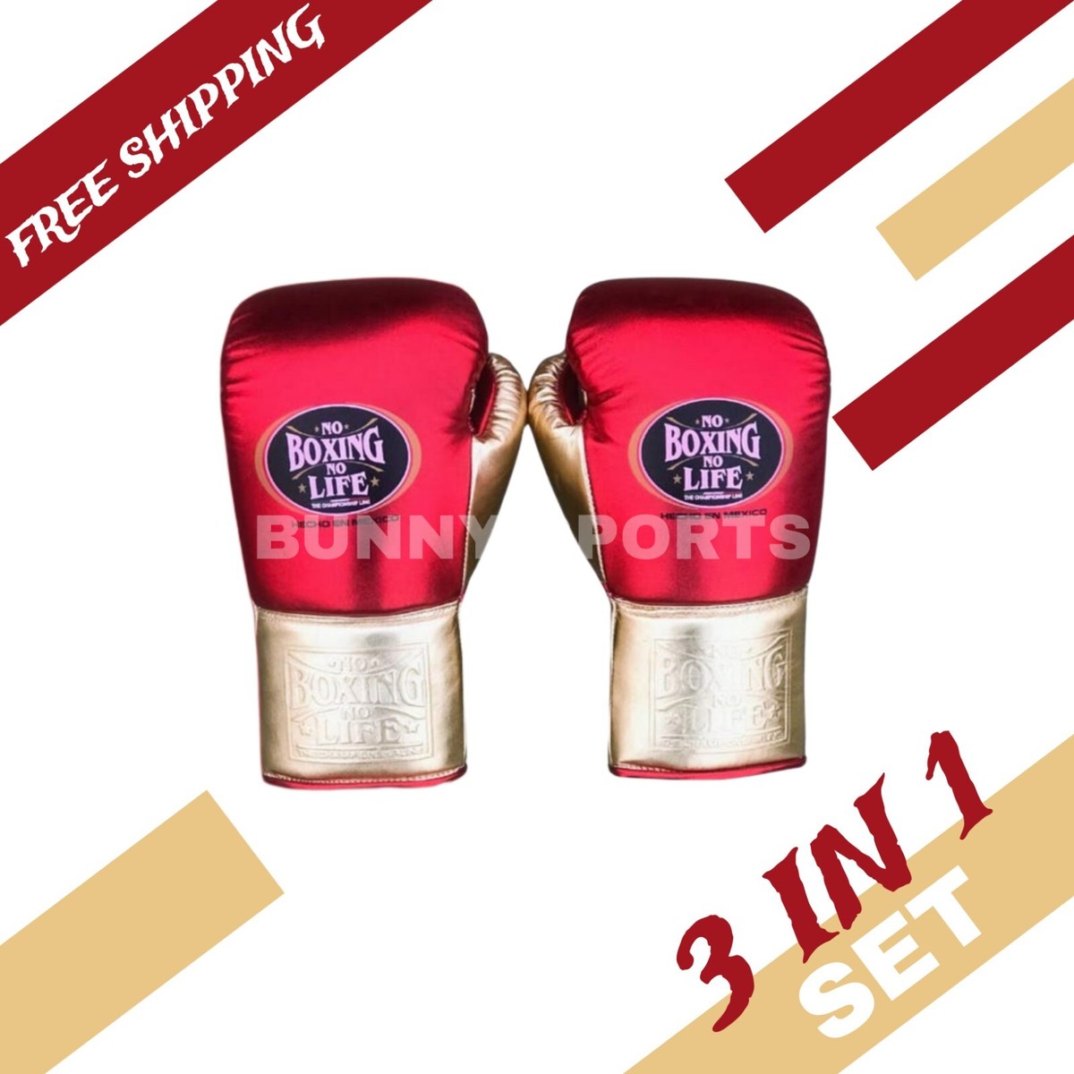 No Boxing No Life Boxing Gloves Head Guard Groin Guard 3 In 1 Set