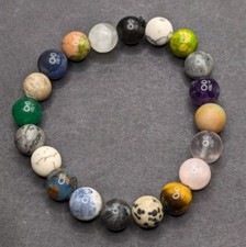 Women's Stylish Mixed Gemstone 10mm Beaded Stretch Bracelet 17cm S/M Wrist