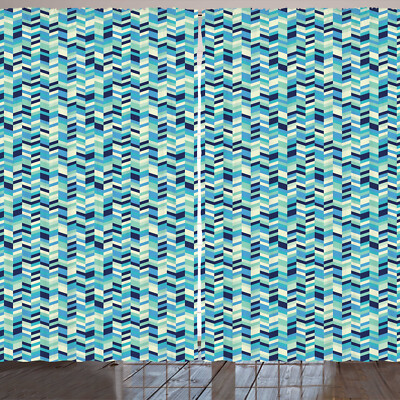 Fischgräte Rustikale Gardine Grün und Blau Töne