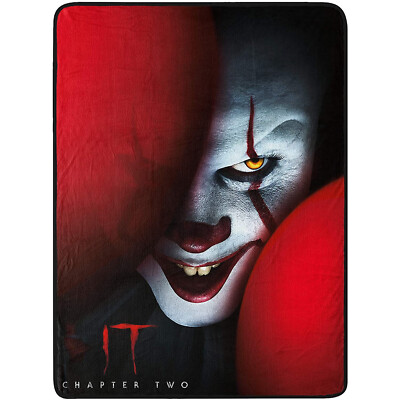 NEW Halloween IT Chapter Two Pennywise Clown Soft Plush Blanket 46'' x 60''