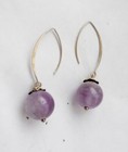 VINTAGE  STERLING SILVER EARRINGS BEAUTIFUL AMETHYST QUARTZ BEADS DESIGN NR — photo 2