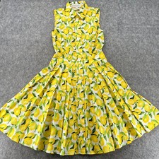 Michael Kors Collection Cotton Lemon Print Sleeveless Shirtdress Size 0