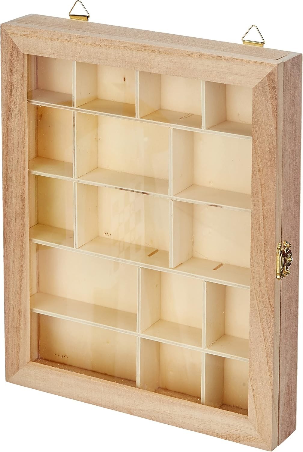 Vitrine en bois 23x28cm, boîte de rangement à compartiments multiples - 3