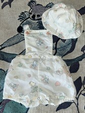 Vintage Precious Moments 9-12 Months Romper Overall And Matching Hat