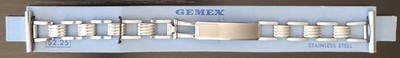 Vintage NOS 1930's Gemex 19mm Deco Stainless Steel Ratcheting Watch Bracelet