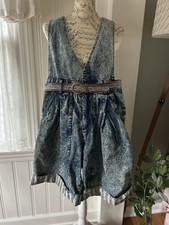 Vintage 80s Acid Denim Jean Shortalls Romper Overalls Cottage High Rise Sz9
