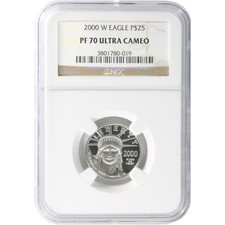 1/4 oz Proof American Platinum Eagle Coin NGC PF70 UCAM (Random Year, Label) 3368.32 per troy oz