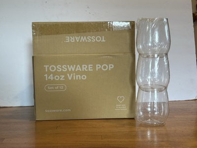 #ad Tossware Twelve 14 Oz Drink Glasses. 100% Recycled Water Bottles. BPA Free. New. $14.95