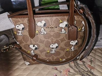 Coach X Peanuts Mini City Tote/CrossBody Signature  Canvas W/SNOOPY NWT $298