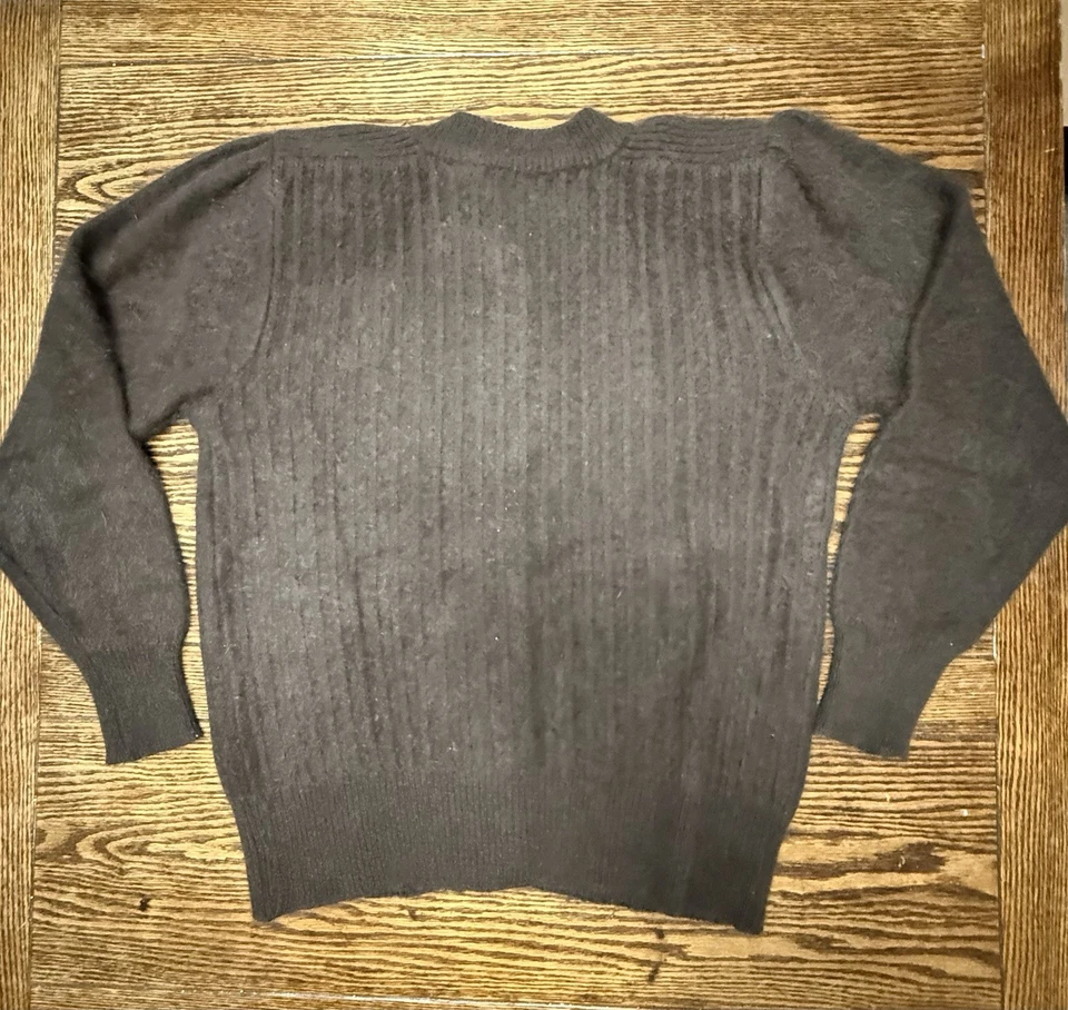 Cavalini Women's Angora Lambswool Vintage Sweater Brown Pearl Button Front - Image 2 of 4