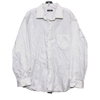 Alfani Fitted Button Front Dress Shirt Men 17.5 34/35 Professional Career Preppy