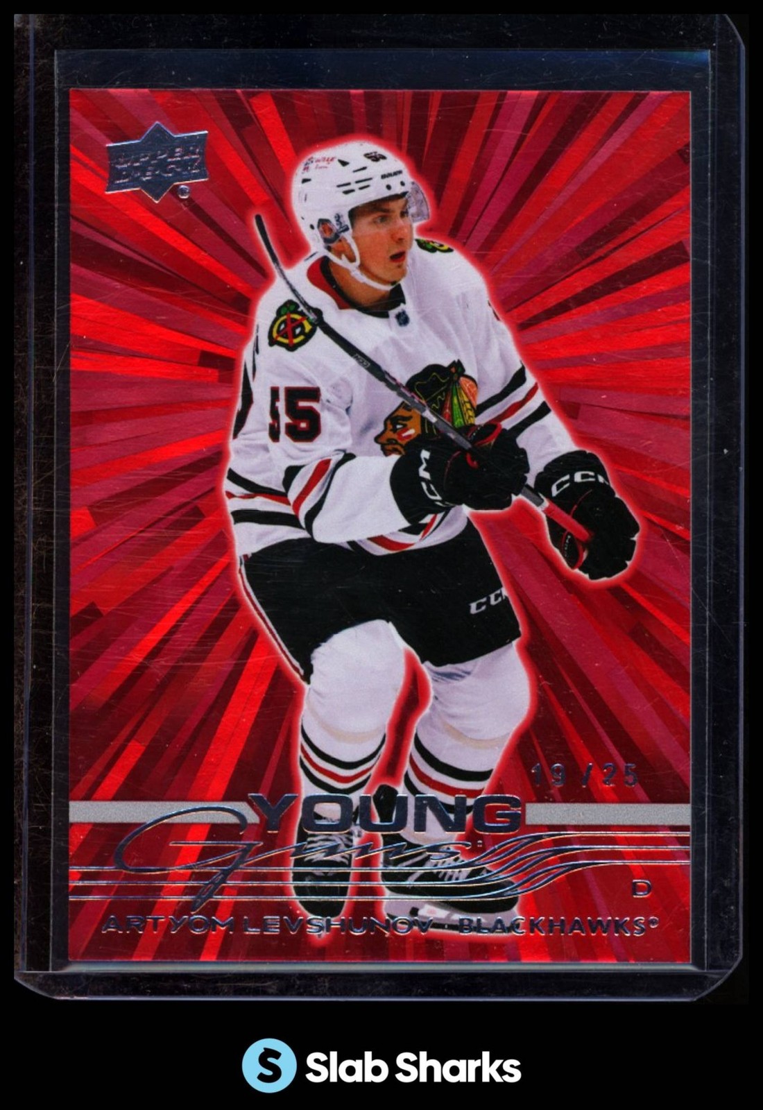 2025 UPPER DECK #201 ARTYOM LEVSHUNOV YOUNG GUNS RC ROOKIE OUTBURST RED /25