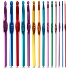Crochet Hooks Set, Aluminum Handle Knitting Needles for Arthritic Hands