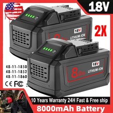 2x 8.0AH Battery For Milwaukee M18 18V Lithium-ion Extended Capacity 48-11-1860