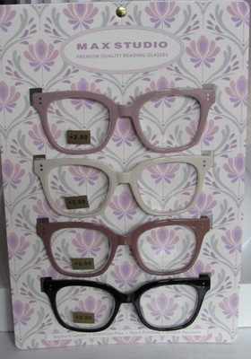 MAX STUDIO 4-PACK Premium Quality Reading Glasses Readers Multi-Colored NEW
