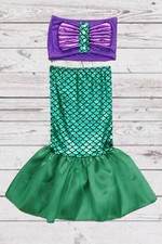 Girls MERMAID 2 Piece Costume  Princess ARIEL Top  Bottoms  NEW SALE 
