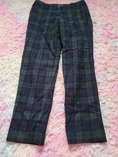Pendleton Women  s Tartan Plaid Navy Green Plaid Virgin Wool Vintage Pants 8