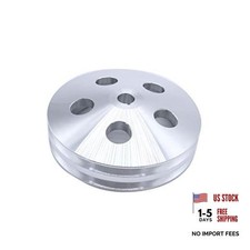 1 Pc Billet Aluminum Chrome Pulley 2 Groove Key-way Power Steering Pump