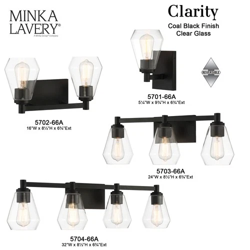Minka Lavery 5702 Clarity 2 Light 16"W Vanity Light - Coal - Picture 9 of 11