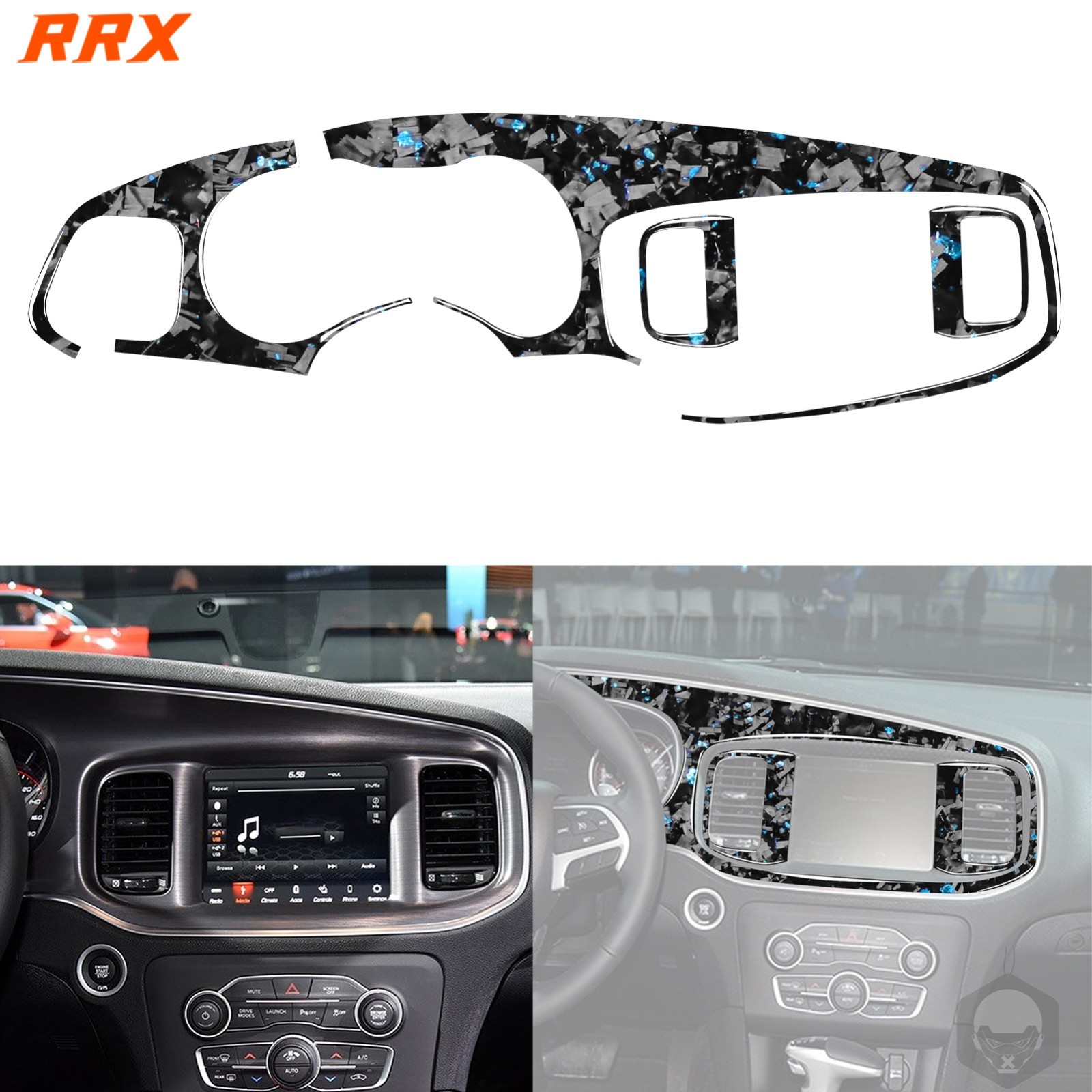 Blue Forged Carbon Fiber Dashboard Speedometer Cover For Dodge Charger 2015-2022