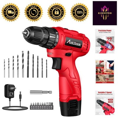 Complete 12V Cordless Drill Kit with 21 Bits, Battery, LED Light & Keyless Chuck