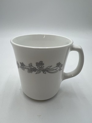 Corning/Corelle Ribbon Bouquet Gray Floral Pattern Coffee Cup / Mug