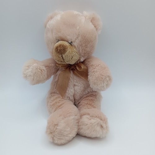 Korimco Teddy Bear Plush Beige with Brown Bow Soft Stuffed Toy Cute Cuddly