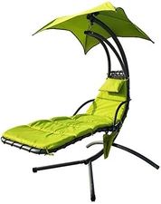 BALANCEFROM HANGING CURVED CHAISE LOUNGE CHAIR SWING CANOPY STORAGE - GREEN