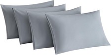 Light Grey Pillow Cases Set of 4 Queen Size Gray Pillow Cases Super Soft Smooth