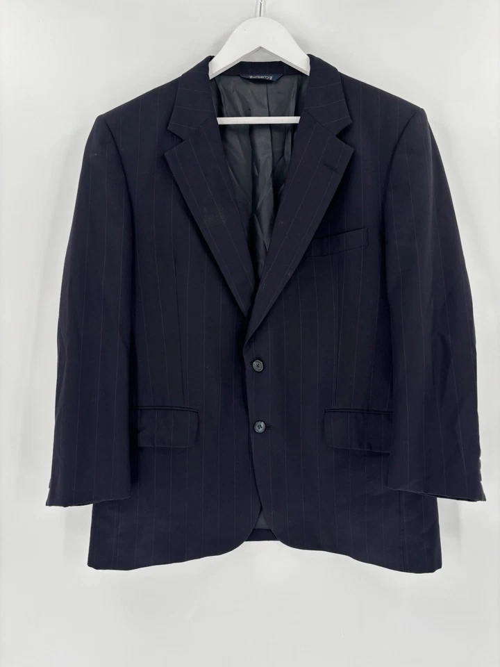 Traje Chaqueta Burberrys Vintage Para Hombre 42 Azul Rayas 36 Pantalones 2 Piezas Años 90 Tejido Clásico Foto 2 de 4