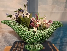 GREEN Vintage SylvaC Pheasant Bird Planter Vase 3824 Leaf Pattern Rare Sylvac