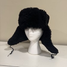 Vintage Russian Ushanka USSR Soviet Military Style Hat Trapper Fits M/L Black