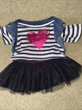 Build A Bear White Pink Heart Top Tulle Tutu Skirt Teddy Clothes Girl Outfit