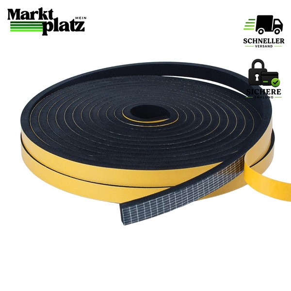 Dichtungsband Selbstklebend 10Mm X 6Mm 10M Schwarz TüR Fenster Gummi Schaum-image