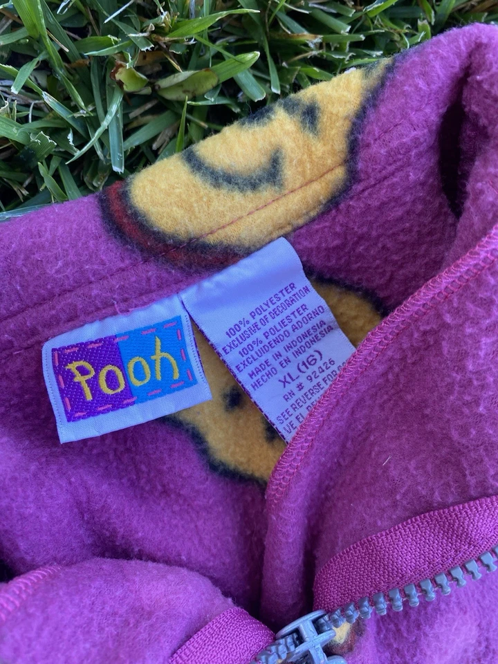 Camisa Pullover Sudadera con Capucha Polar Disney Winnie the Pooh Años 90 De Colección Foto 2 de 3