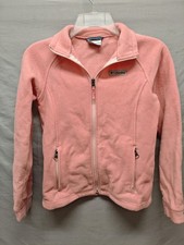 Columbia Fleece Jacket Girls Medium 10/12 Pink Full Zip Lightweight Outdoor