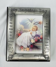 My Baptism Day Pewter Photo Album Picture Frame 36 Pages Memories 7" New