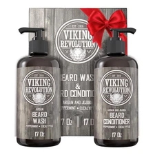 Viking Revolution Beard Wash & Conditioner Set w/Argan & Jojoba Oils – Sof