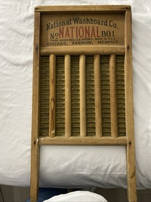 Vintage National Wooden The Brass King Laundry Wash Board #801 USA 