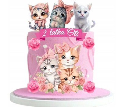 Cat Katze Kätzchen Essbar Tortenaufleger Torte Geburstag Zuckermasse +NAME