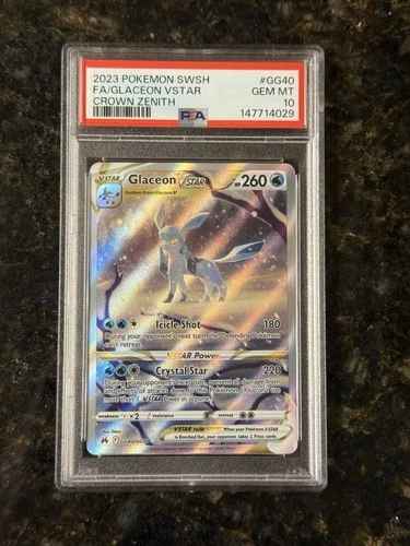 Glaceon VSTAR GG40/GG70 SWSH: Crown Zenith: Galarian Gallery Holo PSA 10