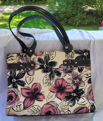 Wilson s Leather Floral Print Handbag Purse White Pink Shoulder bag Pocketbook 