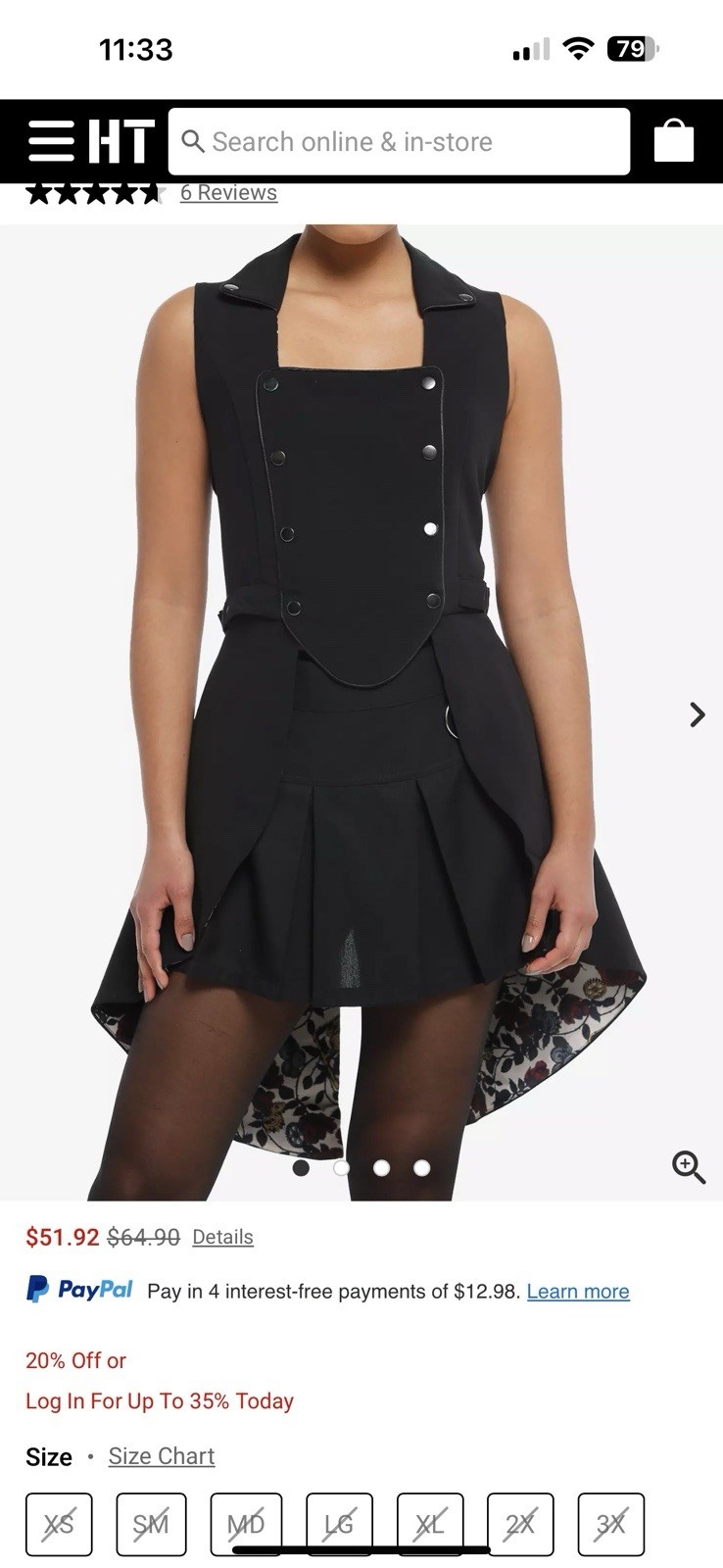 HOT TOPIC Black Snap-Front Split-Back Steampunk G… - image 4