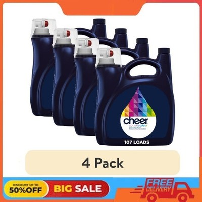 (4 pack) Cheer Liquid Laundry Detergent, HE Compatible, 154 fl oz, 107 Loads