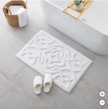WelHome Bath Rug White Tufted Cotton 24" X 36" Sculpted Plush Absorbent OEKO-TEX